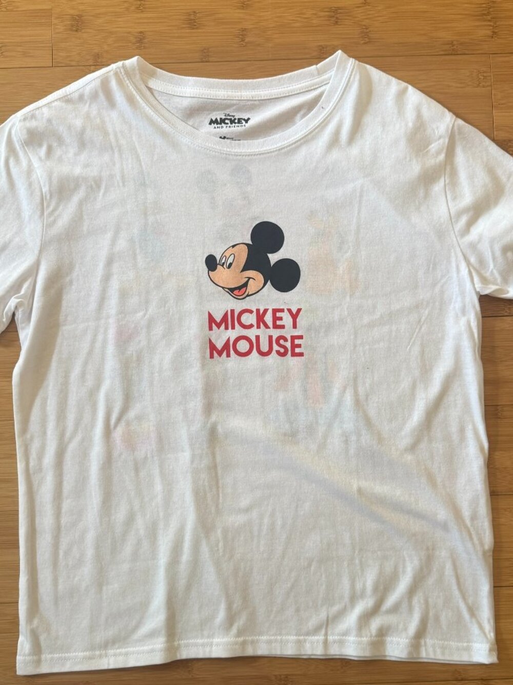 Disney MickeyMouse Friends Graphic Crop T Shirt Women White BackPrint NWT XL